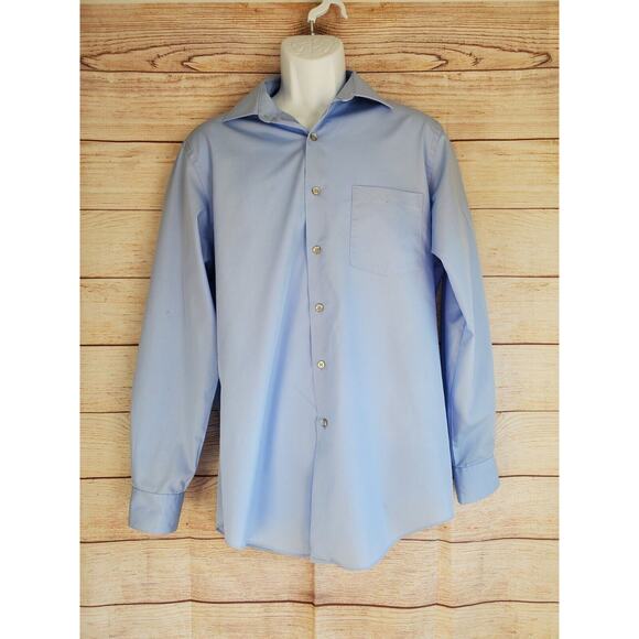 Van Heusen Men's Dress Shirt Wrinkle Free Light BLUE Reg Fit 32/33 15.5 M - Picture 1 of 5